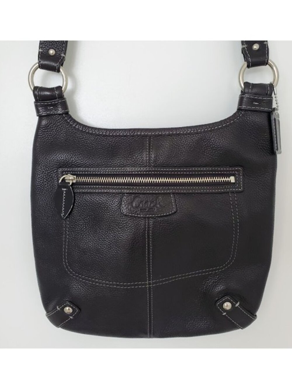 Coach Black Pebbled Leather Crossbody Bag Adjustable Strap C1059-F14670